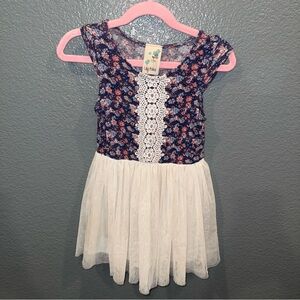 Girls Size 3T Blue Lily Bleu Floral Casual Short Sleeve Dress